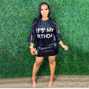 It’s My Birthday Sequin Dress Shirt